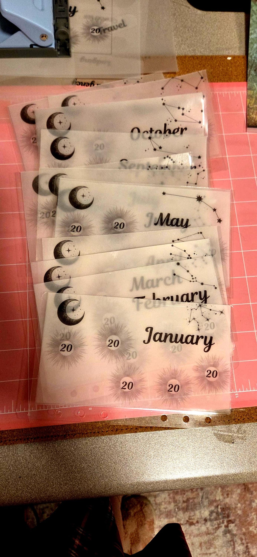 Celestial Vellum Cash Envelope Trackers, Monthly Budget Set (12)