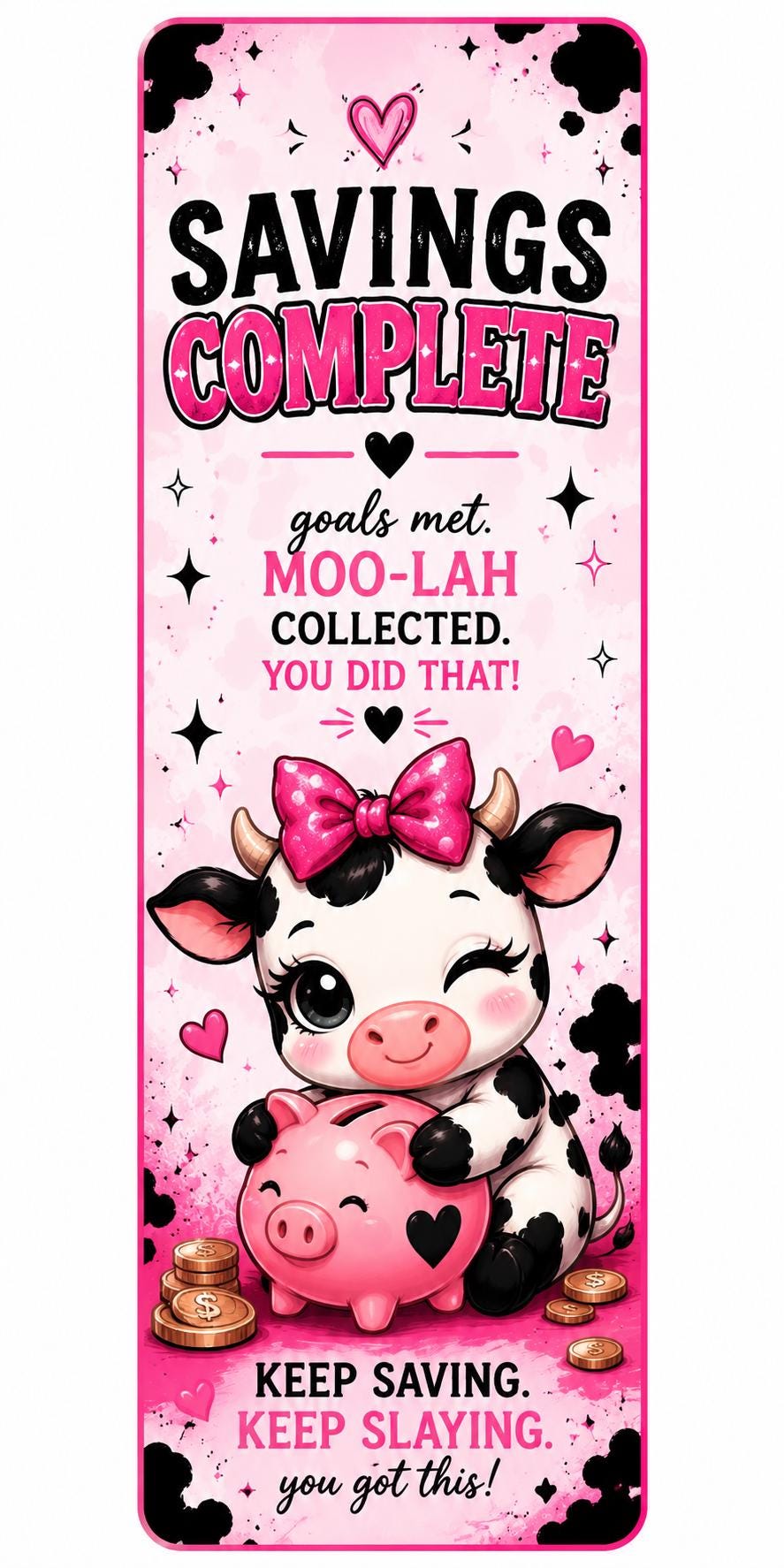 A6 Cow savings trackers, dashboard and envelope