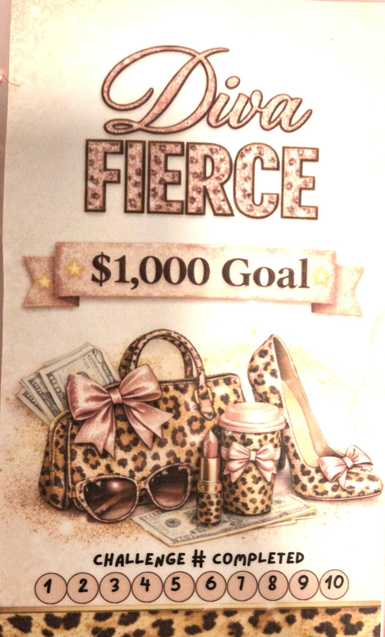 Leapord print diva savings challenge 1,000 dollar savings with envelopes a6 envelope