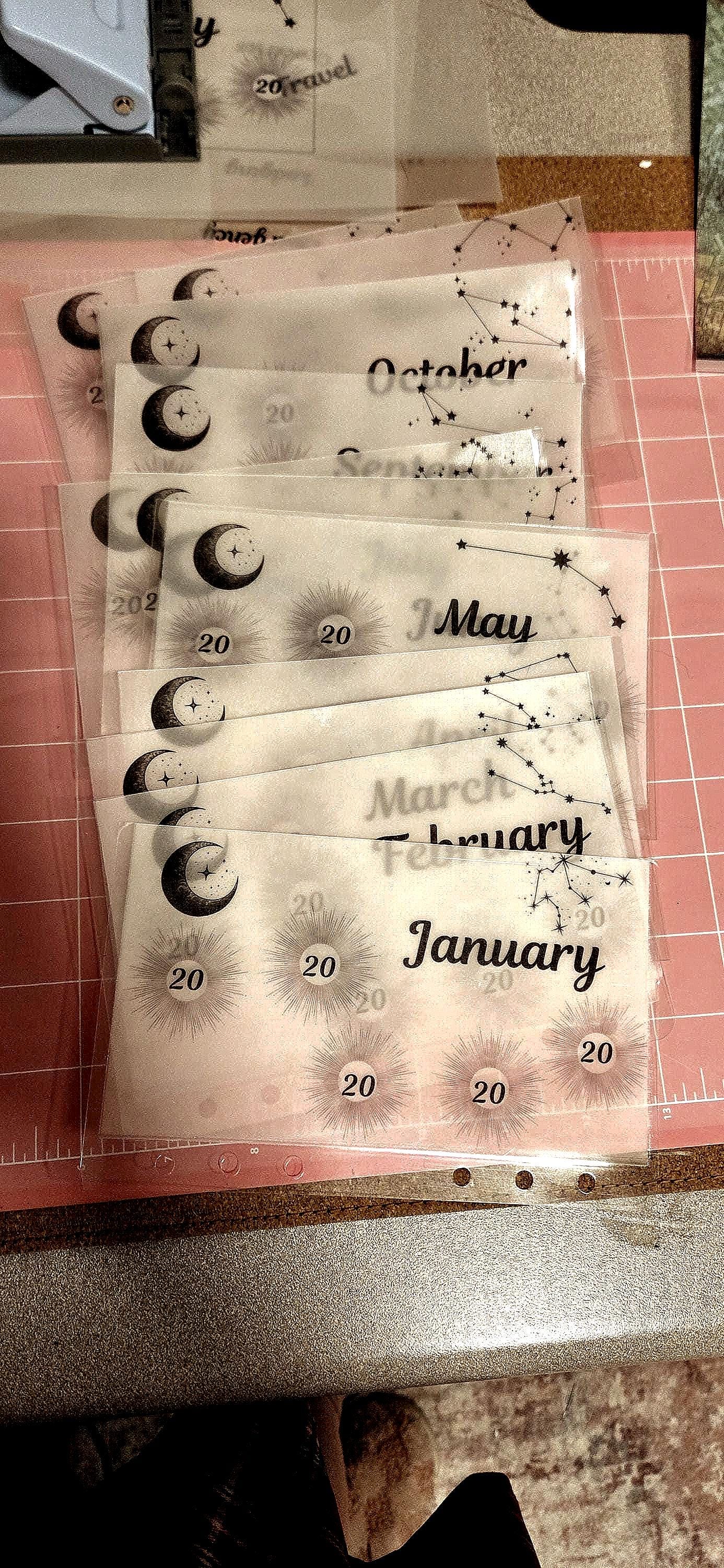 Celestial Vellum Cash Envelope Trackers, Monthly Budget Set (12)