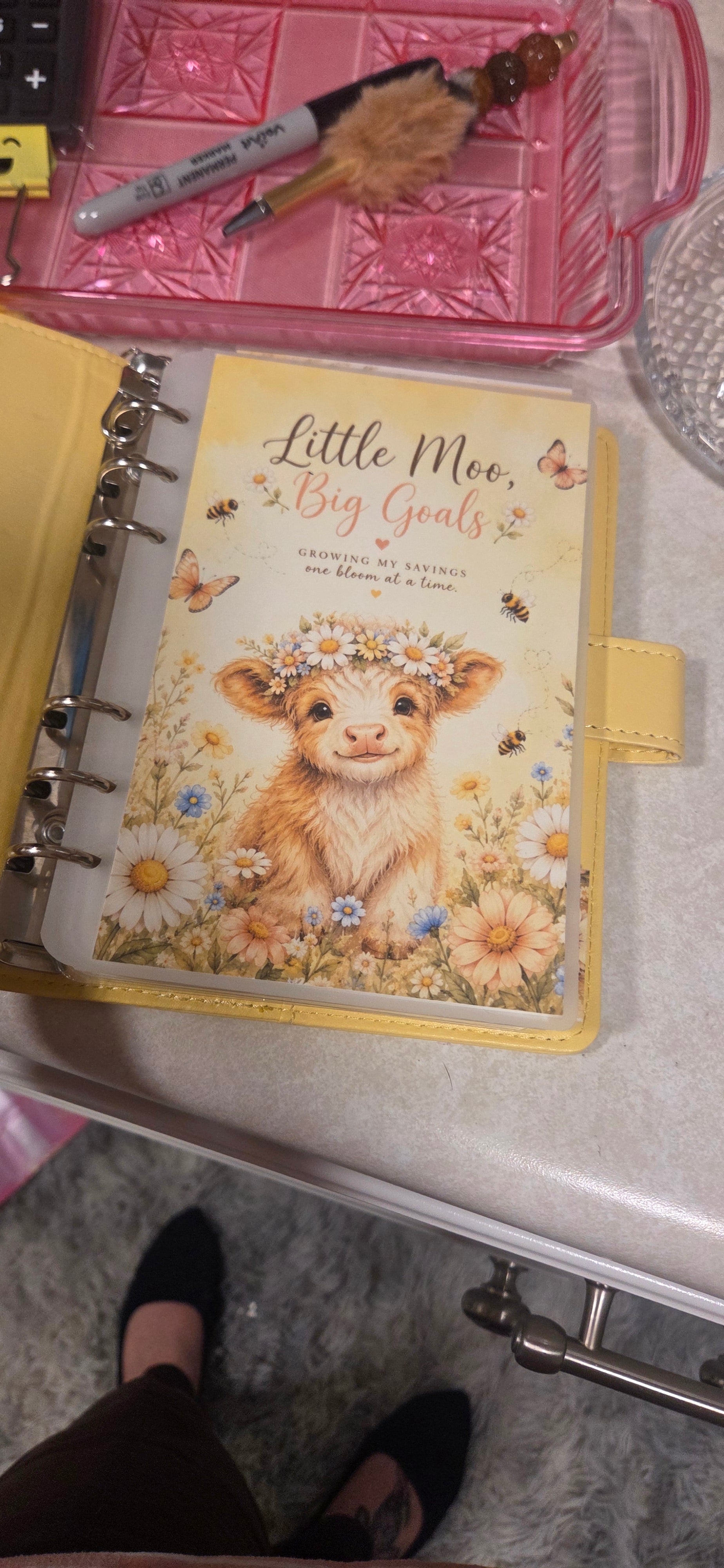Yellow Highland Cow A6 Complete Budget Binder with Accessories
