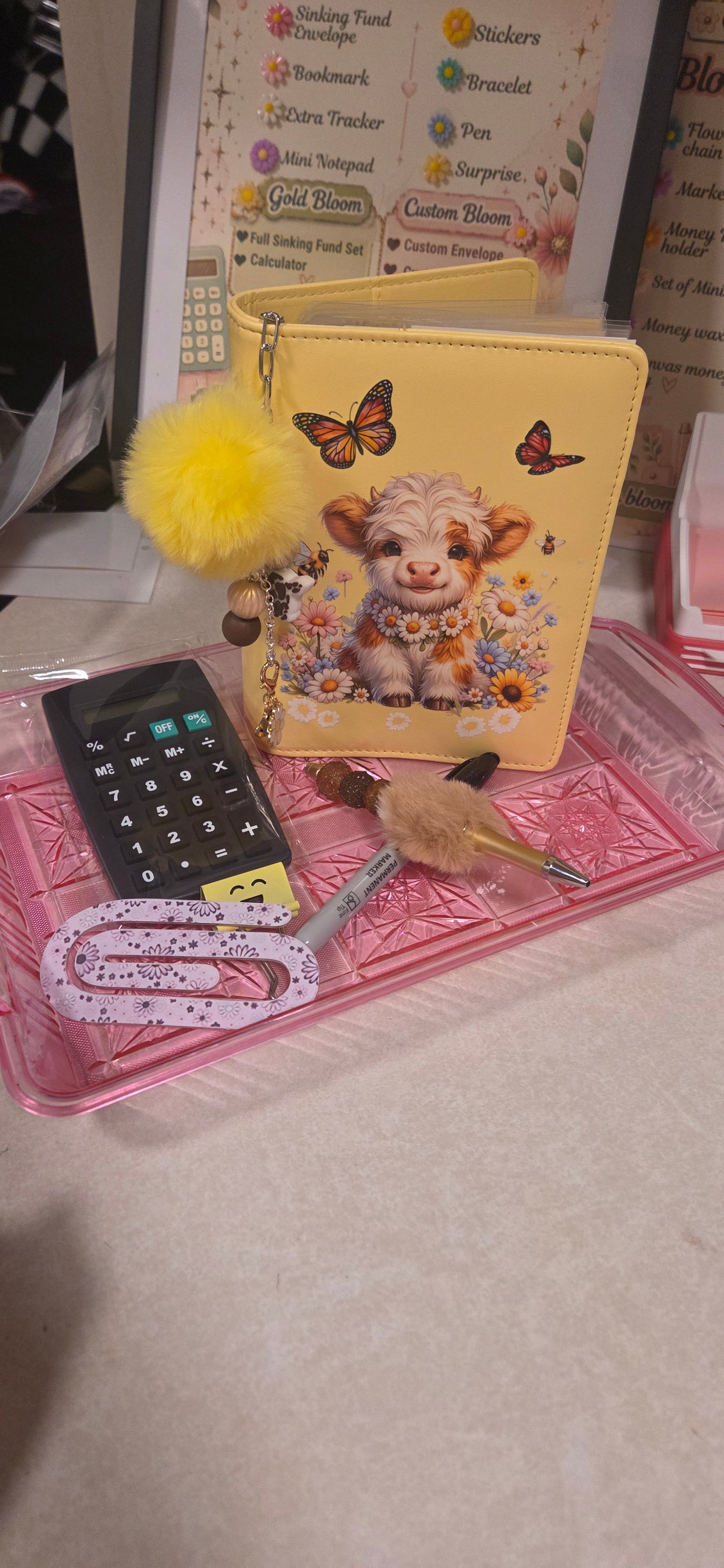 Yellow Highland Cow A6 Complete Budget Binder with Accessories