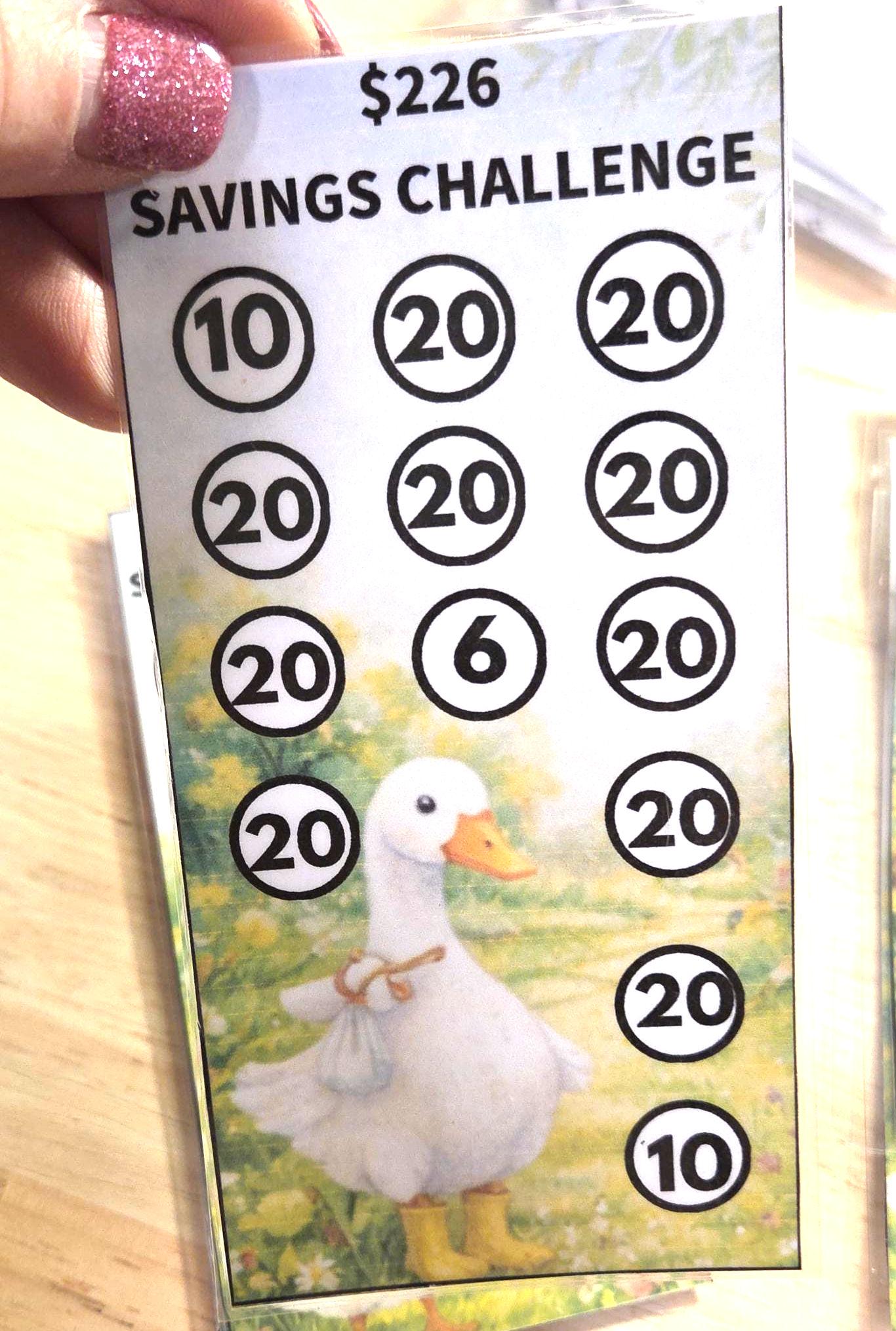 Low income goose savings challenge trackers and envelopes for a6 savings binder