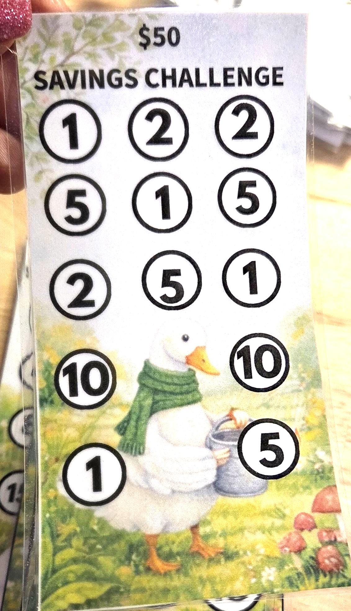 Low income goose savings challenge trackers and envelopes for a6 savings binder