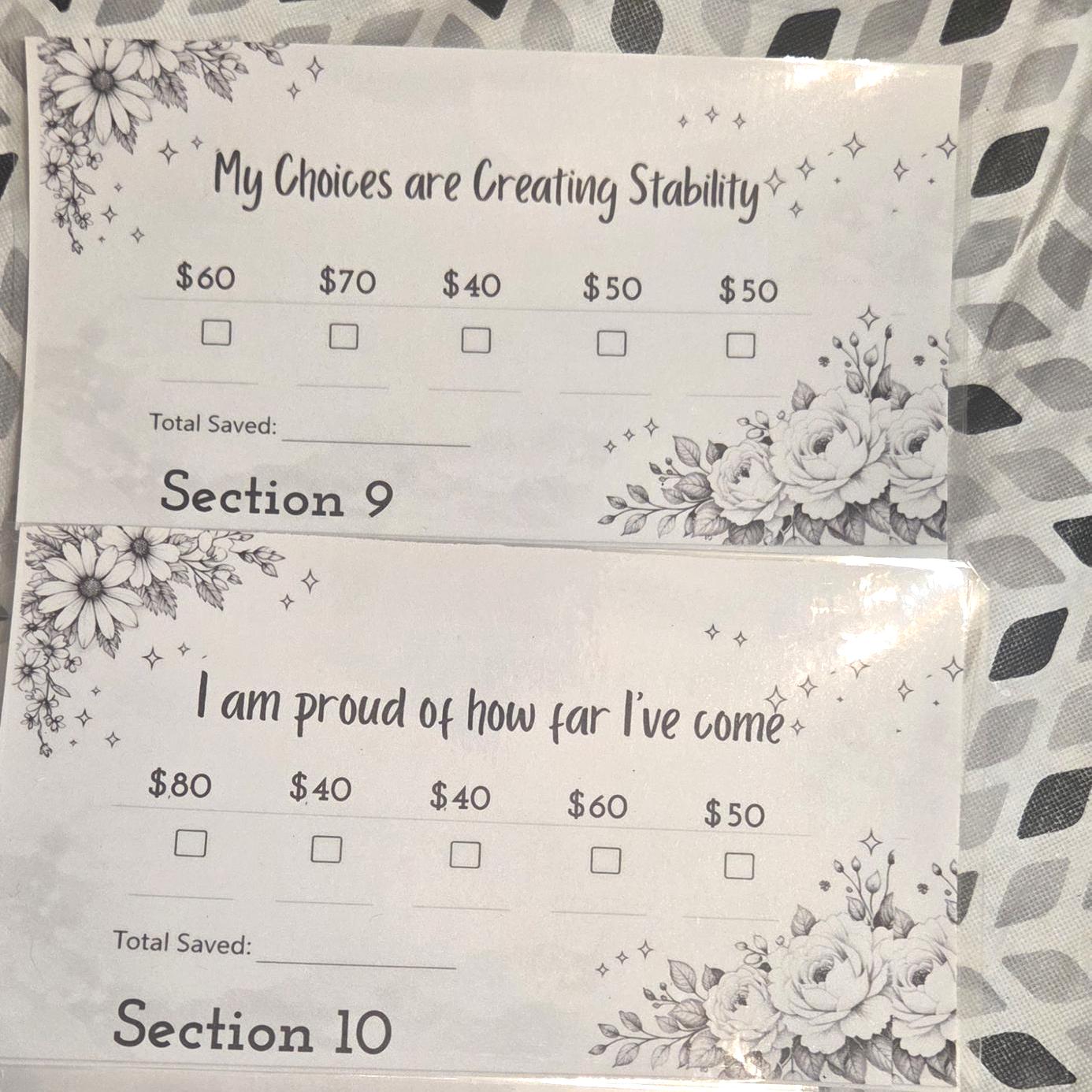 Savings Challenge 3,000 Binder Insert, Floral Cash Tracker, Reusable Envelopes