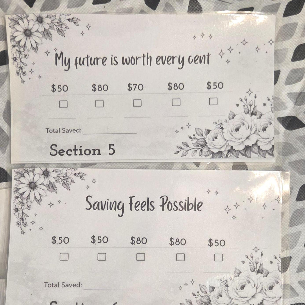 Savings Challenge 3,000 Binder Insert, Floral Cash Tracker, Reusable Envelopes