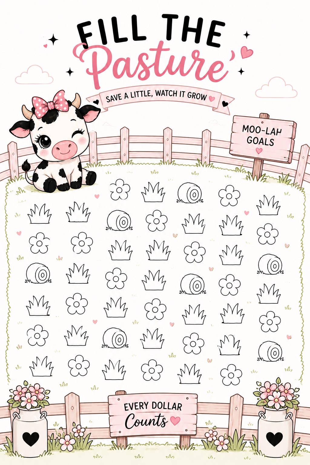 A6 Cow savings trackers, dashboard and envelope