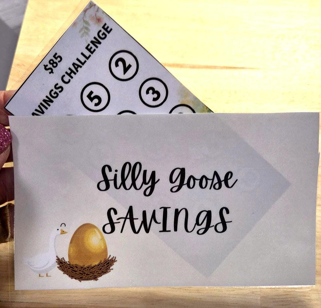 Low income goose savings challenge trackers and envelopes for a6 savings binder