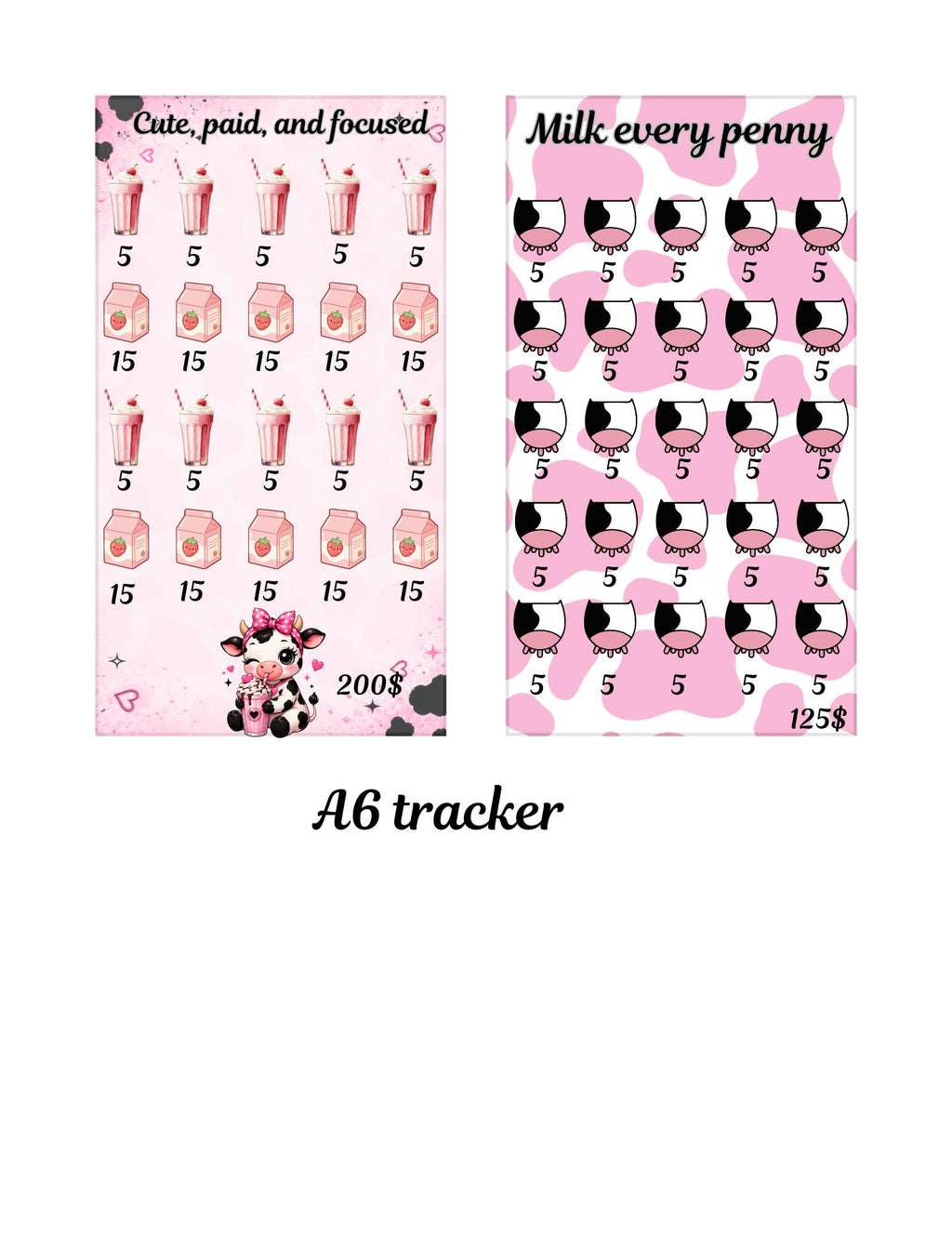 A6 Cow savings trackers, dashboard and envelope