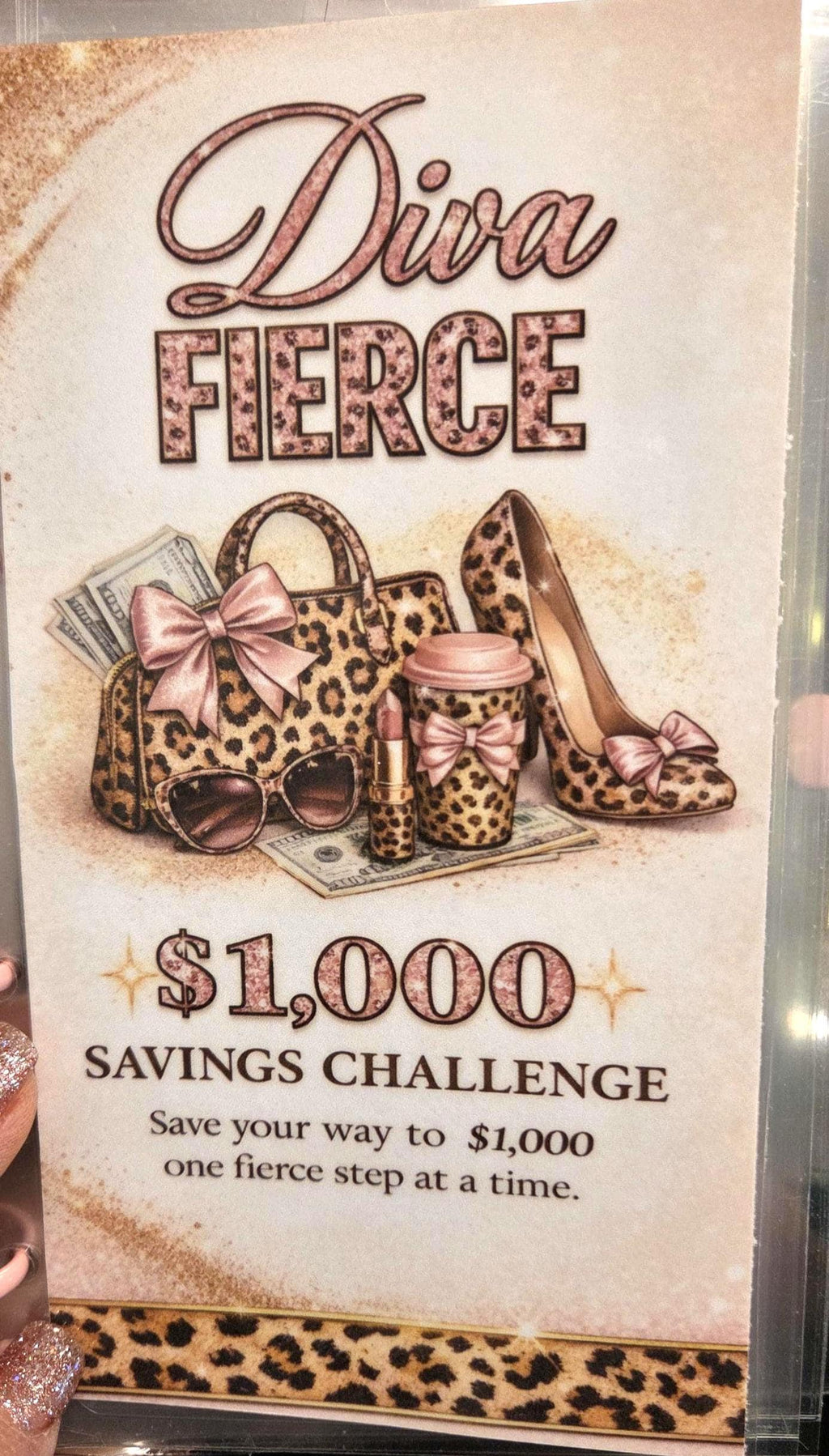 Leapord print diva savings challenge 1,000 dollar savings with envelopes a6 envelope