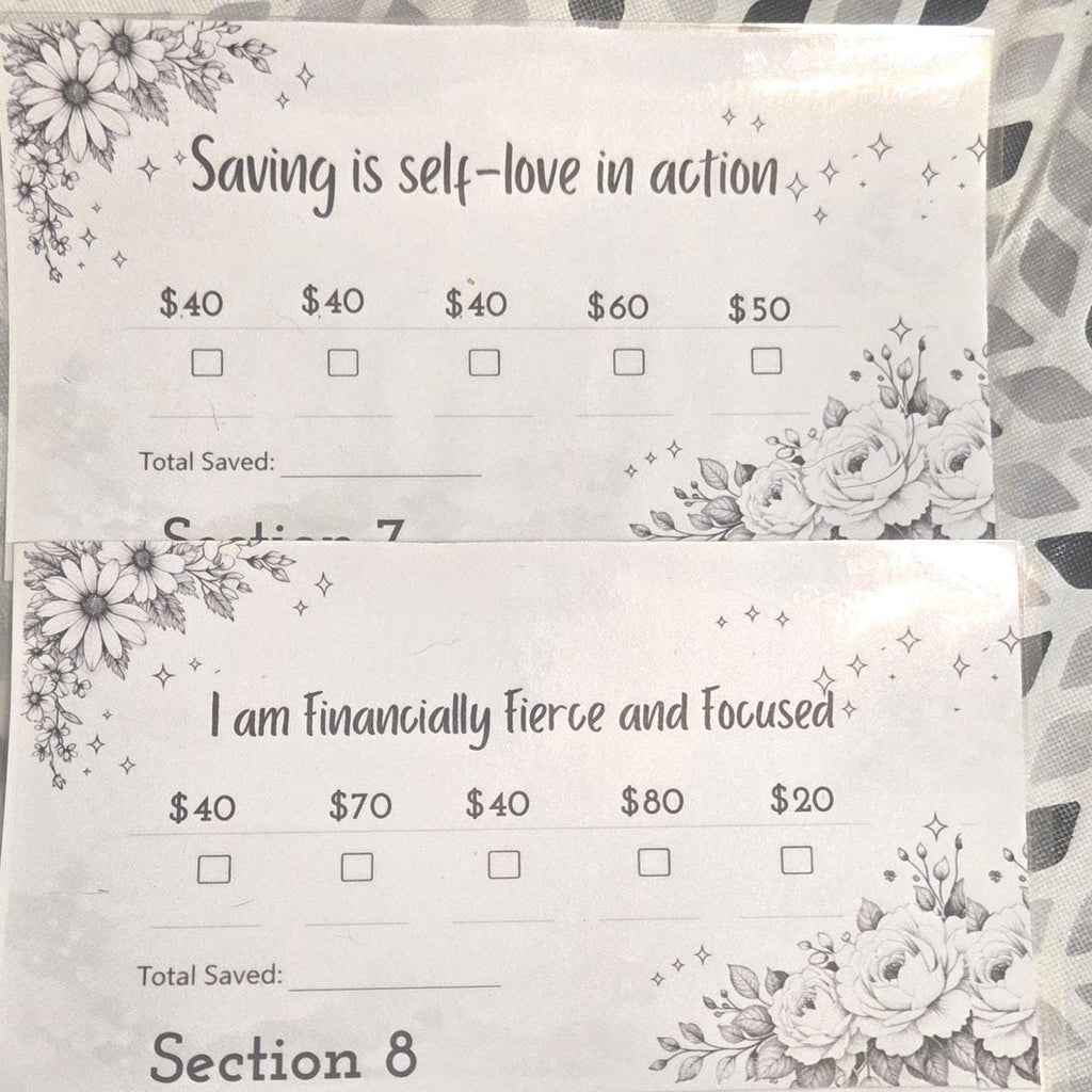 Savings Challenge 3,000 Binder Insert, Floral Cash Tracker, Reusable Envelopes