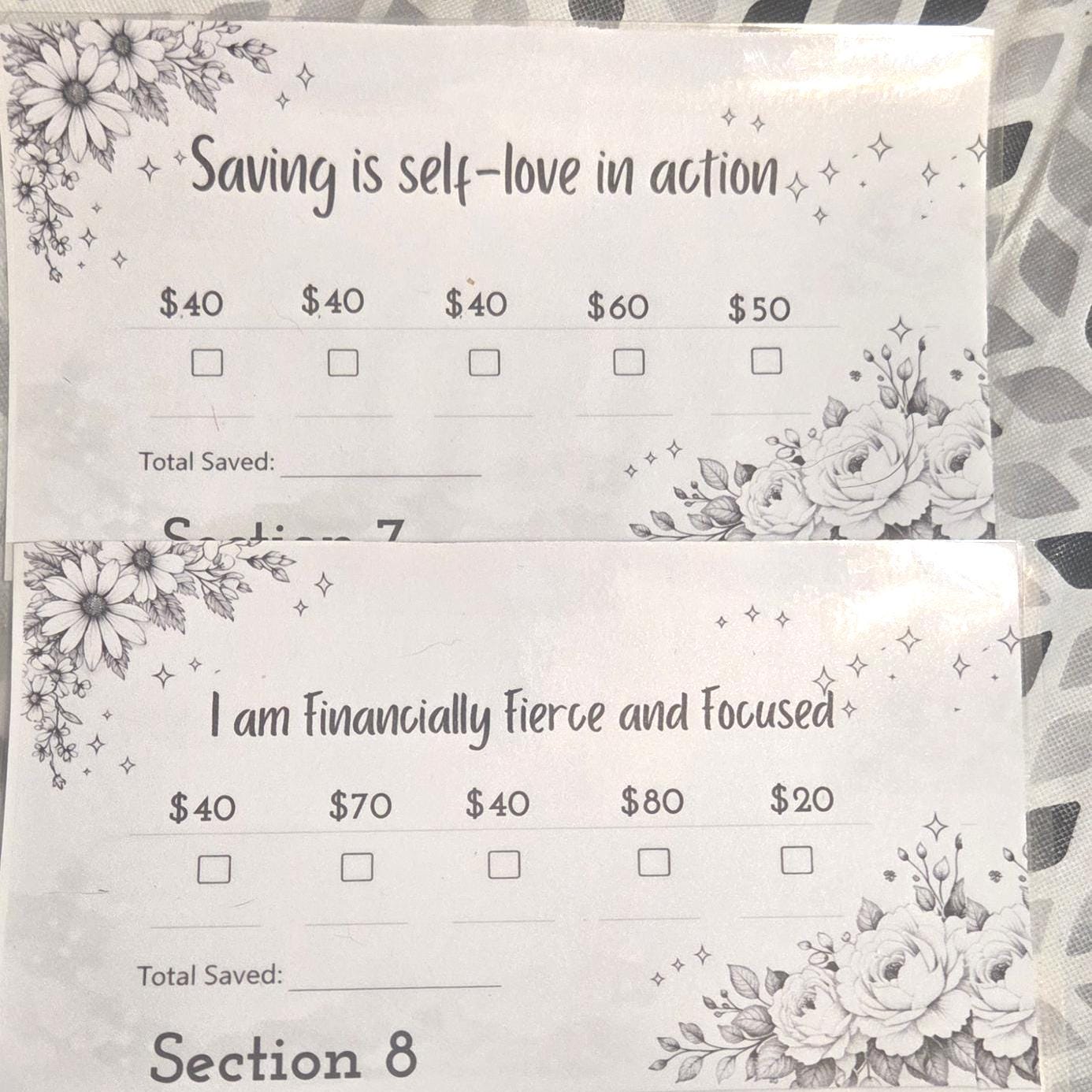 Savings Challenge 3,000 Binder Insert, Floral Cash Tracker, Reusable Envelopes