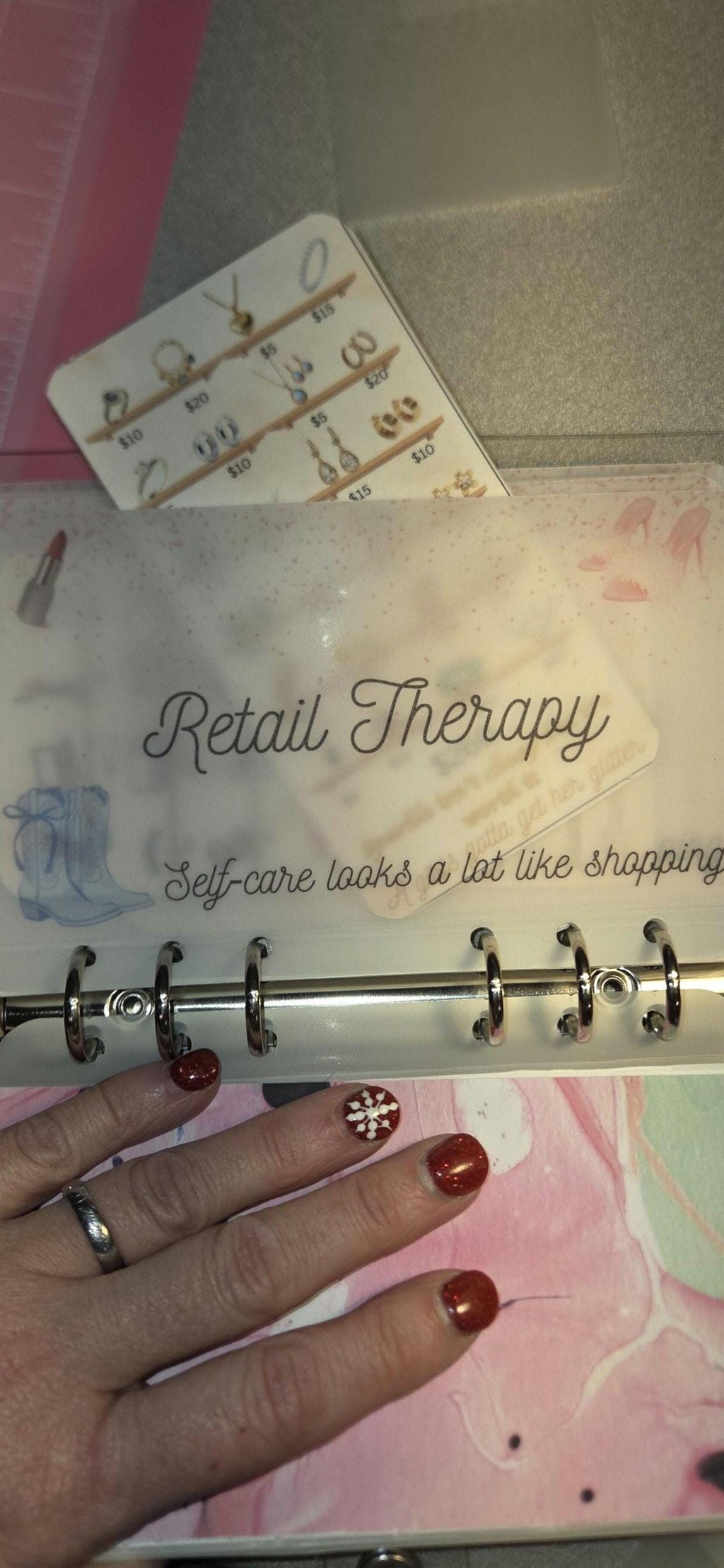 A6 Shopping savings  challenge binder with savings trackers, vellum envelopes