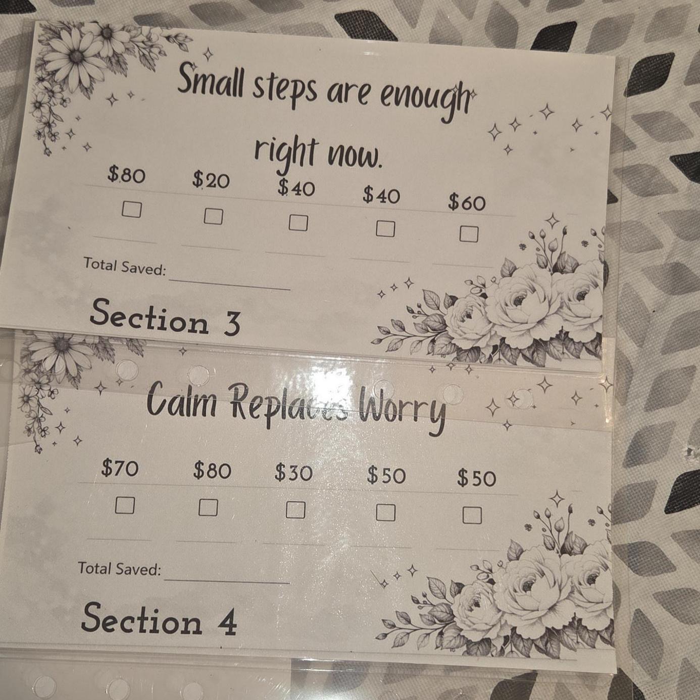 Savings Challenge 3,000 Binder Insert, Floral Cash Tracker, Reusable Envelopes