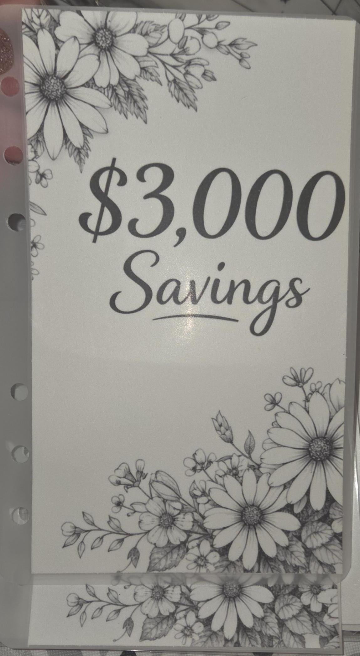 Savings Challenge 3,000 Binder Insert, Floral Cash Tracker, Reusable Envelopes