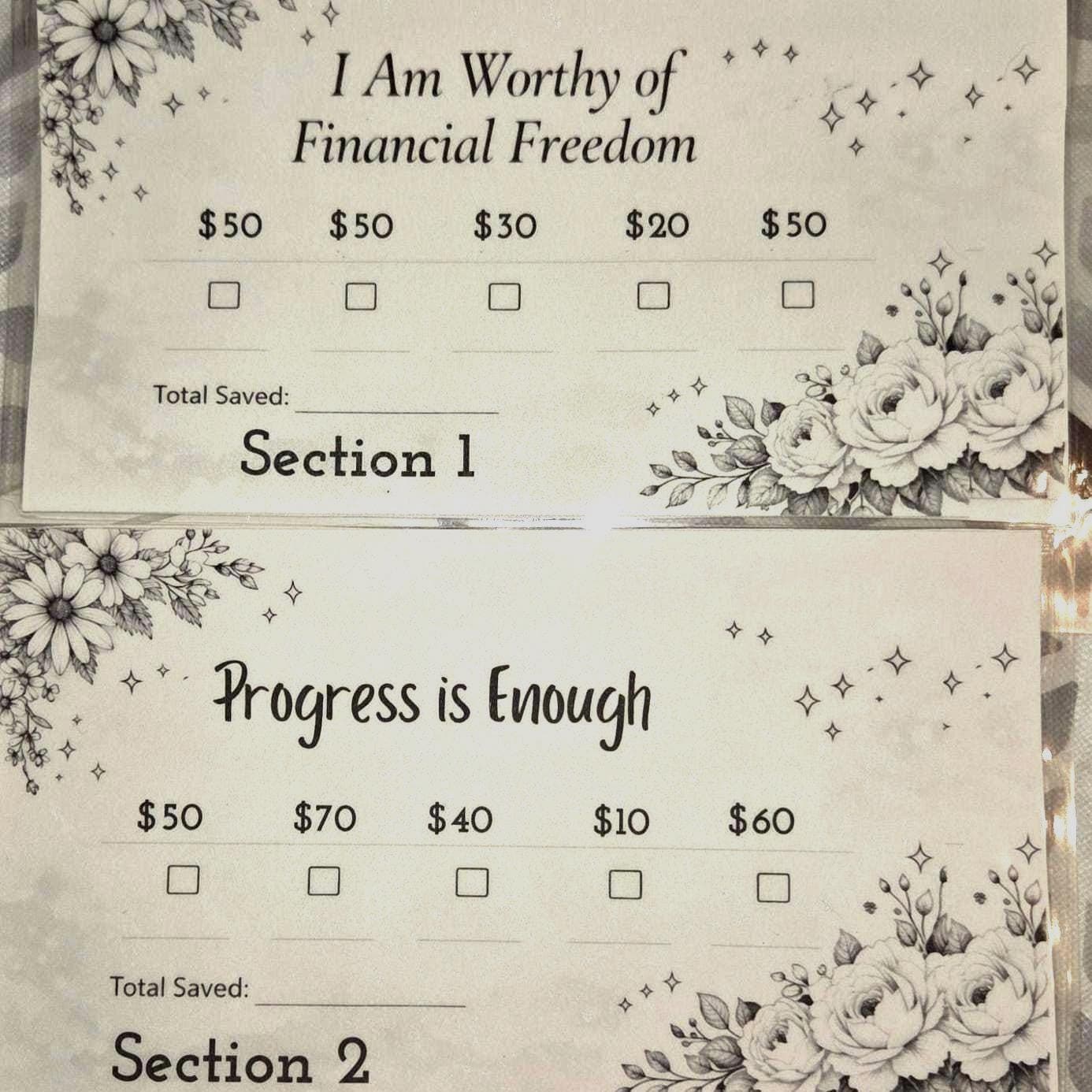 Savings Challenge 3,000 Binder Insert, Floral Cash Tracker, Reusable Envelopes